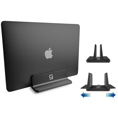 Vertical Laptop Stand [Adjustable] Desktop Aluminum Compact Fit All Sizes - Black
