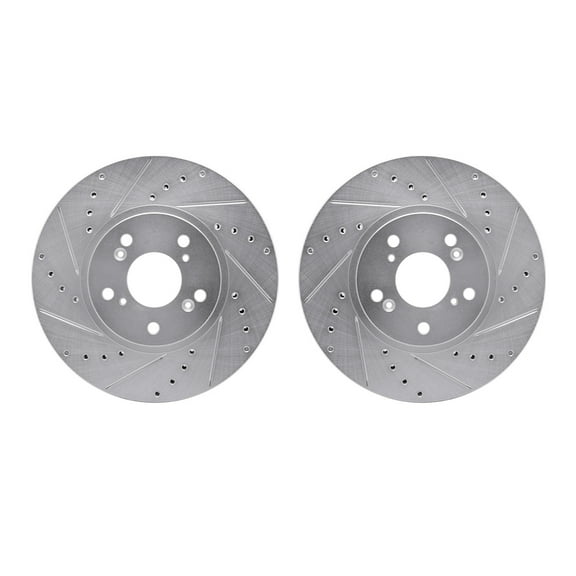 Dynamic Friction Company Front Brake Rotors-Drilled and Slotted-Silver 7002-59003