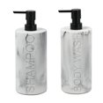 thumbnail image 1 of Set dispensador de champú y gel de baño con resina de mármol Indecor Home, 2 unidades, 1 of 8