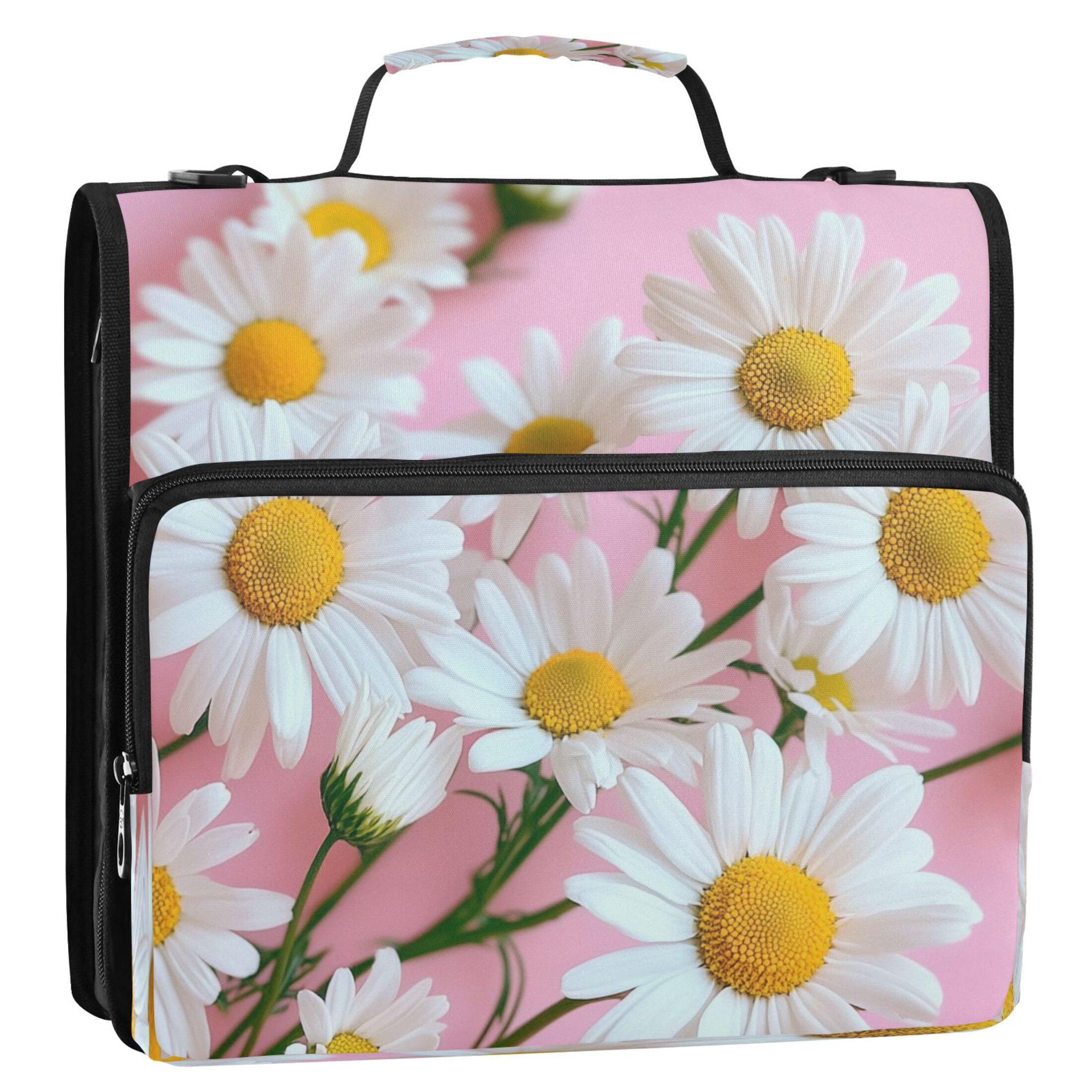 DIXRUYEE Zipper Binder trapper keeper Documents Organized Design Summer Daisies Printed