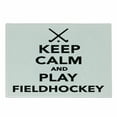 thumbnail image 1 of Hockey Cutting Board, Keep Calm and Play Fieldhockey Phrase in Black and White with Sticks and Ball, Decorative Tempered Glass Cutting and Serving Board, Small Size, Black White, by Ambesonne, 1 of 1