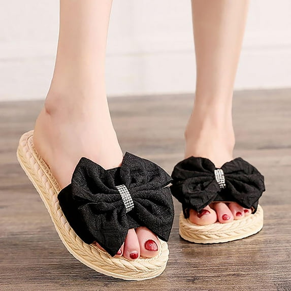 VerPetridure Women's Sandals Slippers Imitation Straw Espadrille Beach Flat-heel Clip-on Women's Slippers