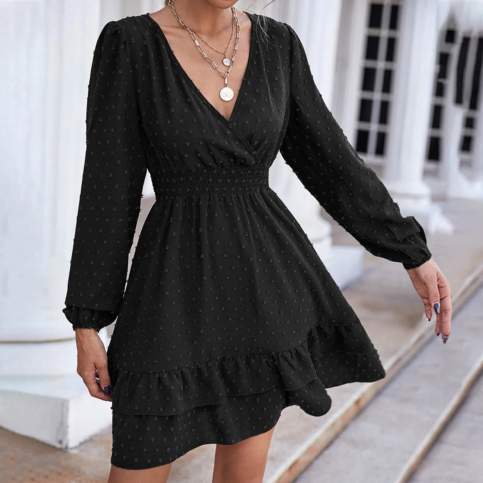 Short black chiffon shop dress