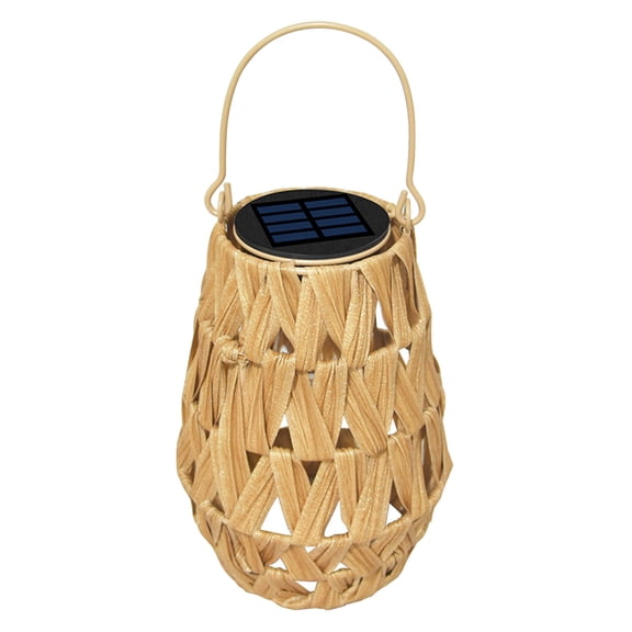 Tdxkok Solar Powered Rattan Lantern Waterproof Outdoor Table Lamp Garden Patio Ambient Decorative Lighting