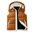 thumbnail image 2 of Zedker Men's Hooded Puffer Jacket Vest Winter Warm Sleeveless Jacket Zipper Quilted Puffy Vests with Pockets Khaki XXL, 2 of 9