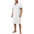 thumbnail image 4 of INSPIRE CHIC Father's Day Men's V-Neck Colorblock Trim Short Sleeve Chest Pocket Pajama Sleep Shirt S Light Gray, 4 of 5