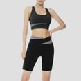 thumbnail image 2 of LIUJUNSHOP Womens Workout Set Fitness Yoga Pilates Crop Tank Twist Back Cami High Waisted Tummy Control Bike Short Black L, 2 of 5