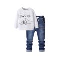 thumbnail image 2 of NAISIBABY Boys Sweatshirt & Jean Sets, Long Sleeve Pullover Tops Drawstring Pants Fall Winter 2-Piece Outfit White 10-11T, 2 of 9