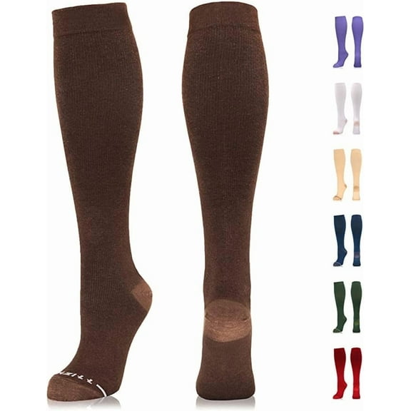 NEWZILL Compression Dress Socks 15-20mmHg - Comfortable Cotton Rich Stockings with Copper, Ideal for Men & Women Running and Daily Wear