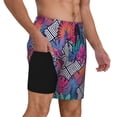 thumbnail image 2 of Kdxio Tropical Leaves Print Men's Swim Trunks with Compression Liner 7 Inch Inseam Quick Dry Swim Shorts, 2 of 7
