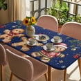 thumbnail image 3 of Gingerbread Christmas Table Cloths for 6 Foot Rectangle Tables, Xmas Balls Branches Navy Blue Patio Waterproof Elastic Fitted Tablecloths, Washable Rectangular Table Cover for Camping, 3 of 8