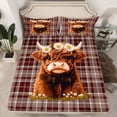 thumbnail image 2 of Feelyou Kawaii Farmhouse Cow Full Size Sheets for Kid, Cartoon Flower Animal Bed Sheets, Brown Vintage Buffalo Sheet Sets, Ultra Soft Bedroom Decor, 4 Pieces, 2 of 7