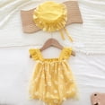 thumbnail image 2 of REDARER Girls Daisy Floral Romper Set, Mint Green Tulle Bodysuit with Matching Sun Hat,0-3 Months, 2 of 8