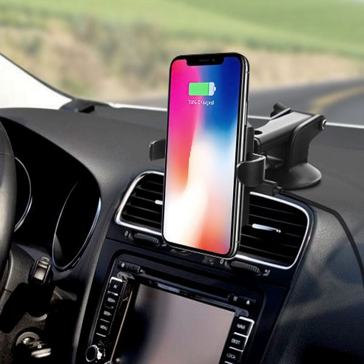 2-in-1 Wireless Charger and Suction Base Phone Mount for iPhone 12 Pro Max, 12, 12 Mini, 12 Pro, SE (2020), 11 Pro Max, 11 Pro, iPhone 11, Xs Max, Xs, Xs Plus, XR, X, 8, 8 Plus (Black) - image 3 of 7