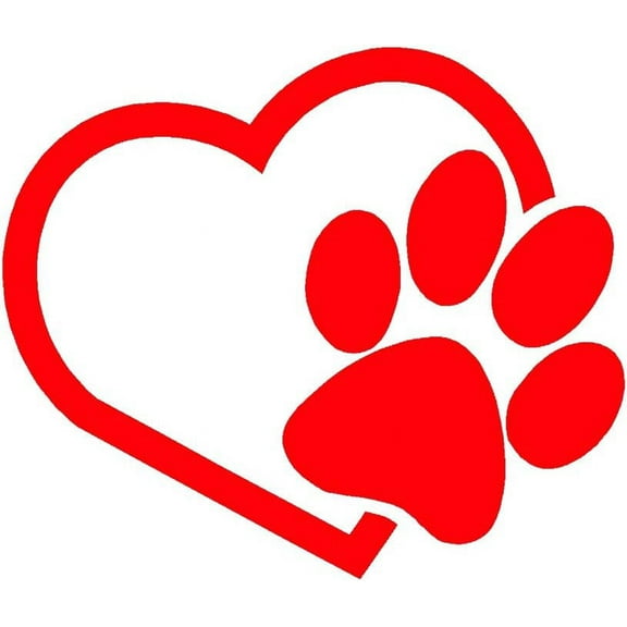3 Pack - StickerDad® Dog PAW Heart V1 Puppy Love Vinyl Decal by StickerDad® - Size: 4", Color: RED - Windows, Walls, Bumpers, Laptop, Lockers, etc.