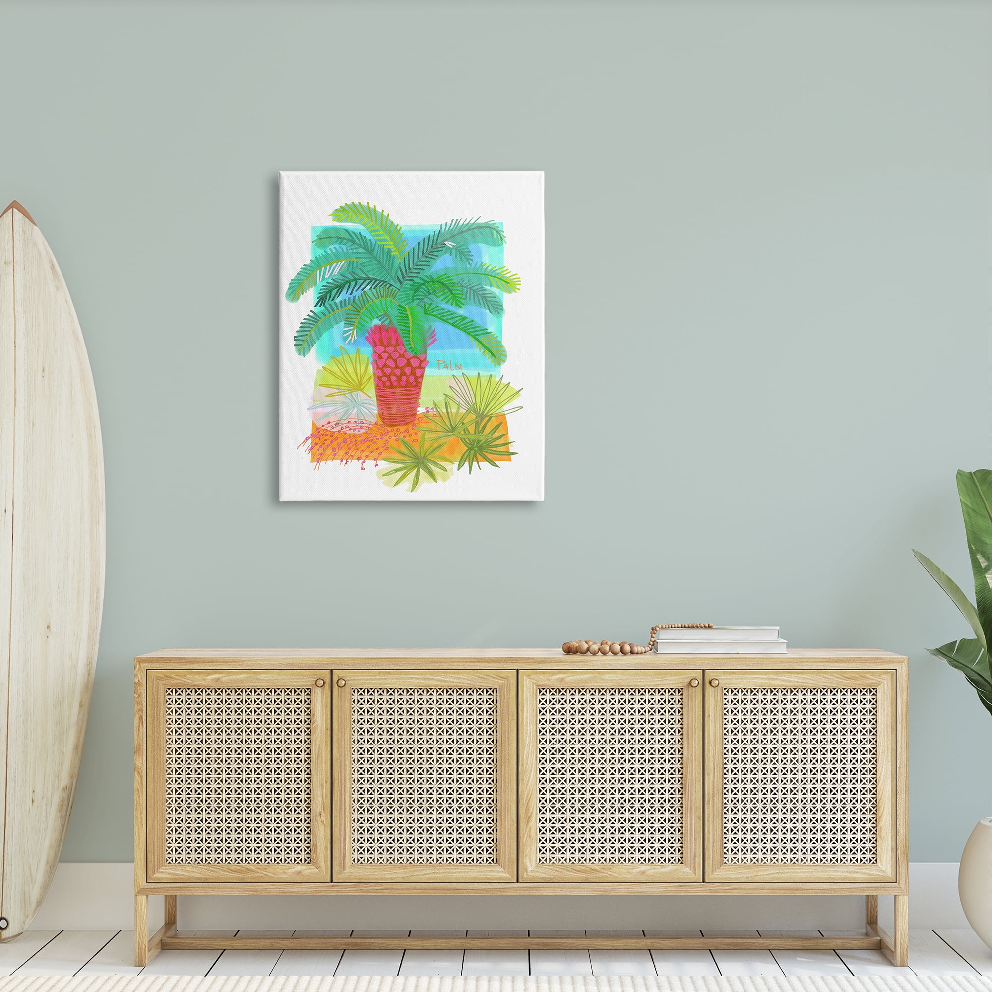 Stupell Industries Tropical Palm Plant Leaves Whimsical Summer Botanicals Graphic Art Gallery Wrapped Canvas Print Wall Art, Design by unknown