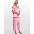 thumbnail image 6 of DAKIMOE Womens Silk Satin Pajama Sets Short Sleeve Pjs V Neck Pajamas for Women with Long Pant S to XL, 6 of 8