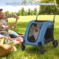 thumbnail image 4 of Costway Grande Poussette pour Chien avec Ceinture de Sécurité à Double Entrée Poignée Réglable 4 Roues Bleu, 4 of 10