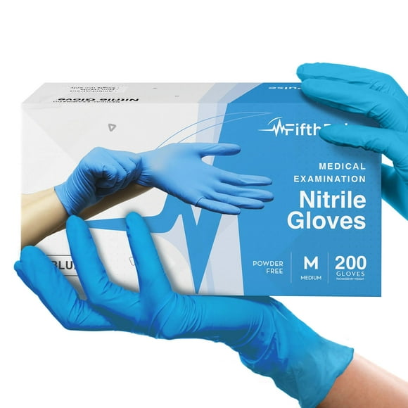 Blue Nitrile Disposable Gloves Medium, 200 Count - Medical Exam Grade Gloves, Dental and Surgical Grade - Powder and Latex Free Rubber Gloves - 3 Mil Thickness