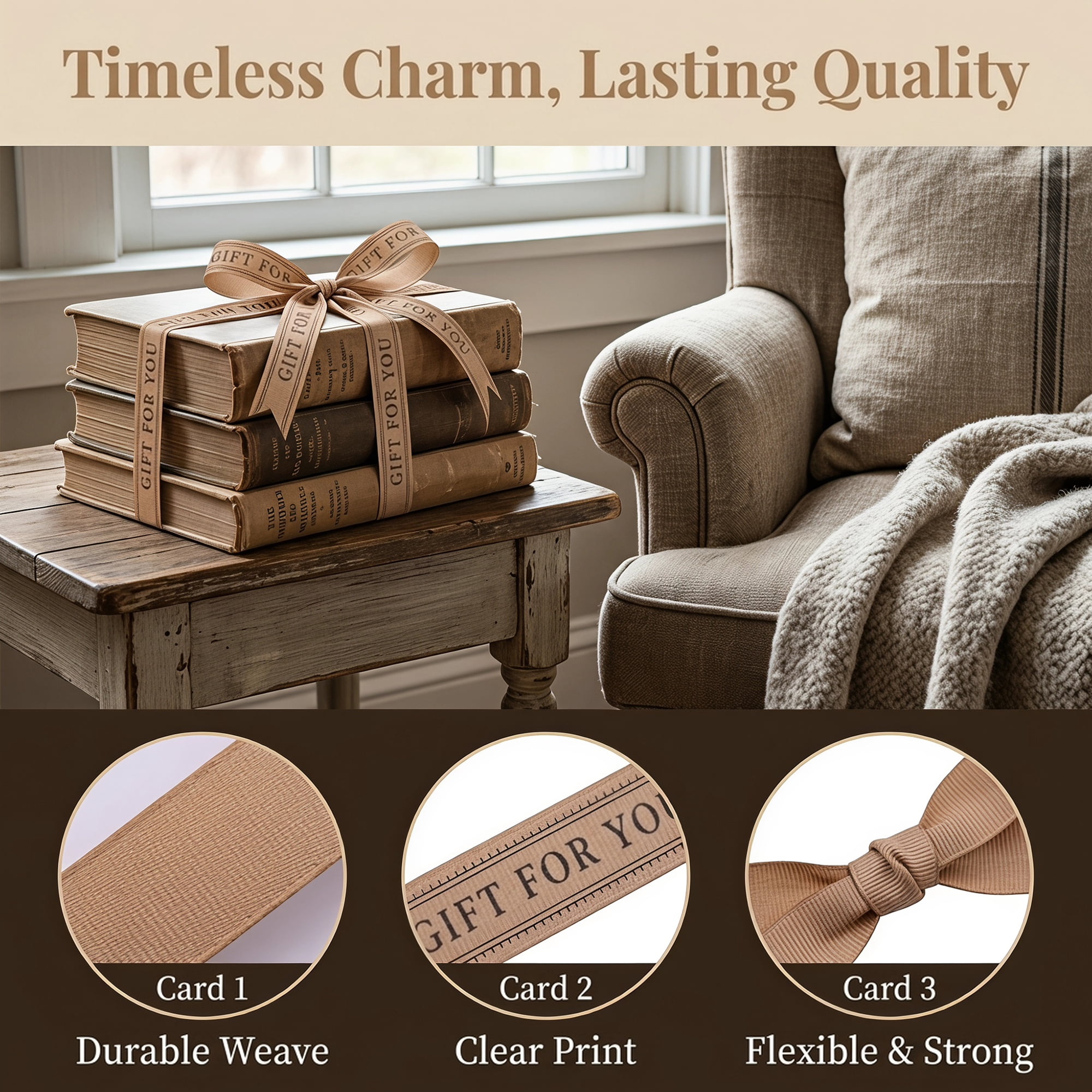Unique Bargains Gift Wrapping Ribbon for Multi-Purpose Crafts and Creative Projects Khaki