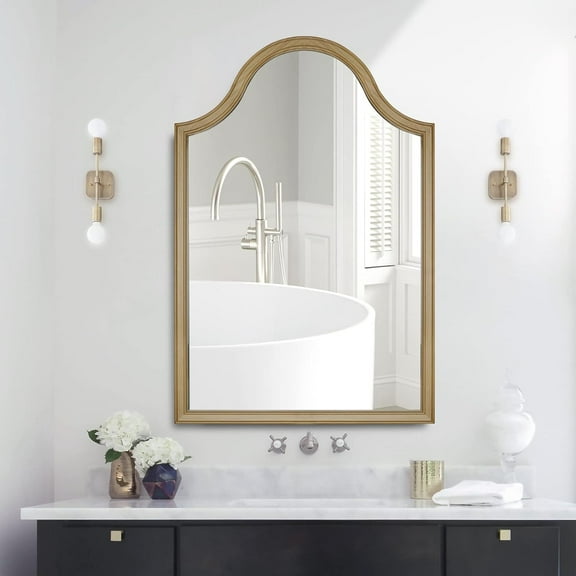 Arched Mirror Wood Frame, 24" x 36"Arched Wall Mirror Rustic Farmhouse Mirror for Bathroom, Entryway, Hallyway, Living Room and Bedroom