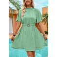 thumbnail image 2 of High Neck Belted Dress, Green, X-Large, 2 of 5