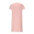 thumbnail image 4 of CHOK Robe Midi Femme Ample Coton Lin Bleu Clair Robe T-Shirt Été Décontractée Manches Courtes Robe d'Été, 4 of 5