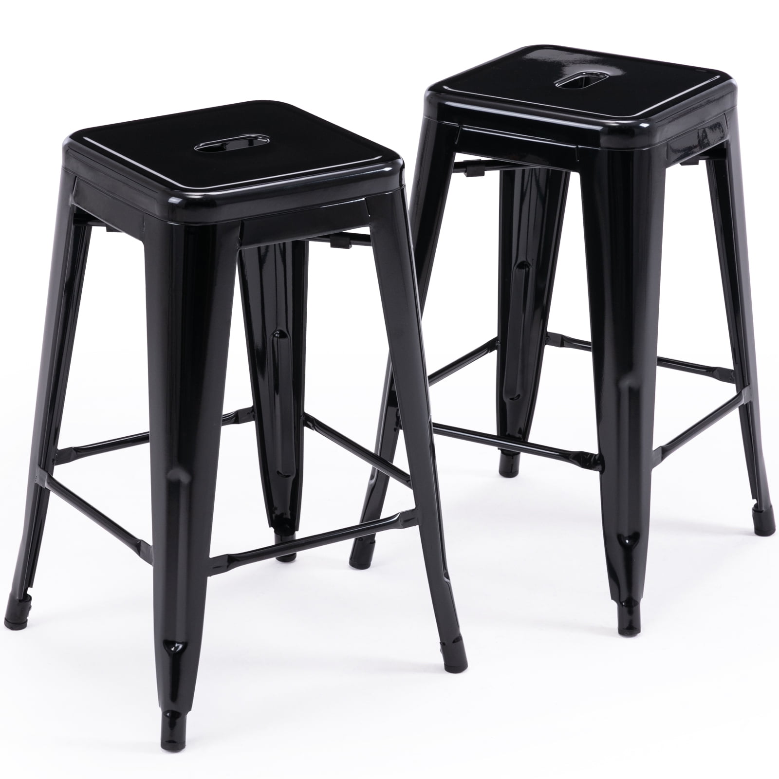 Brage Living Metal Bar Stools Counter Height Barstools Set of 2 Modern
