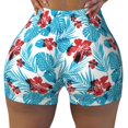 thumbnail image 2 of Balery Hawaiian Style Pantalones cortos de entrenamiento estampados para mujer, sin costuras, ajustados, para gimnasio, yoga, correr, deportes, ejercicio activo, fitness.-Large, 2 of 8