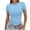 Light Blue, variant on Womens' Stretchy Ribbed High Neck Short Sleeve Gym Workout Slim Fitted Casual Full Length Top T-Shirt White 4(S)
