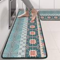 thumbnail image 2 of Kitchen Rugs Sets Of 2,Blue and Pink Square Shaped Geometric Boho Pattern Anti Fatigue Kitchen Mat Rugs Non Slip Washable,Decorative Kitchen Floor Mats for Kitchen,Sink,Laundry,17"x47"+17"x47", 2 of 5