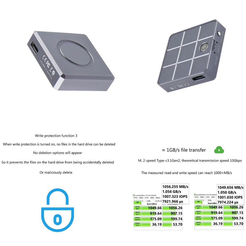 Zeiwohndc Professional Grade 2230 M.2 NVMe SSD Case Protect Your Files USB3.1 Gen2