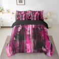 thumbnail image 2 of Homewish Black Pink Oil Printing Bedding Comforter Set 7 Pieces for Teens, Modern Stripes Abstract Full Bedding Set, Fashion Art Reversible Fitted Sheet Flat Sheet, Breathable Home Decor, 2 of 7