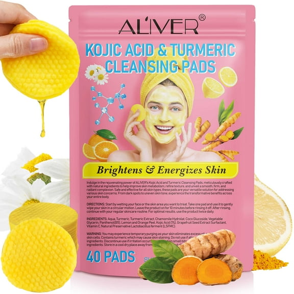 Aliver Deep Clean Pads, Suitable for Acne, Dull Skin, Exfoliating, 40 Counts