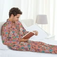thumbnail image 6 of Lsque Color Flowers Pattern Long Sleeve Pajama Set for Men - Soft 2-Piece Sleepwear and Loungewear Set with Pockets, Comfy Nightwear-Large, 6 of 7