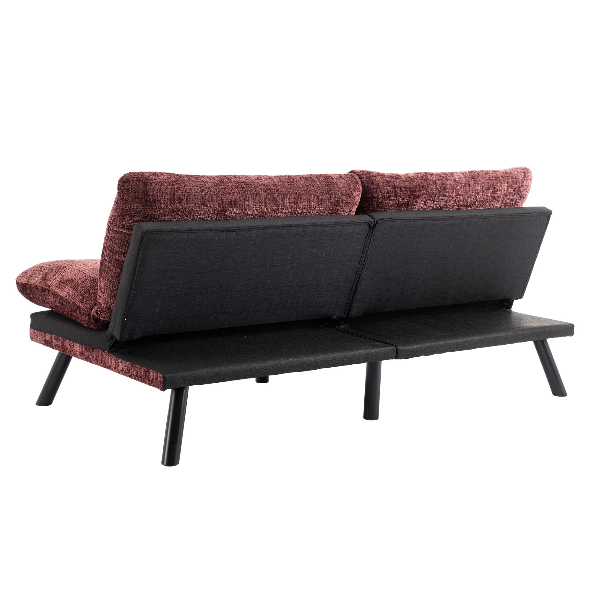 Kadyn Convertible Sofa Bed, Loveseat Futon Bed with Metal Legs, Adjustable Lounge Couch for Compact Living Space Chenille, Wine Red Kadyn Convertible Sofa Bed, Loveseat Futon Bed with Metal Legs, Adjustable Lounge Couch for Compact Living Space Chenille, Wine Red