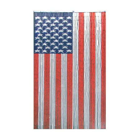 Bamboo54 American Flag Graphic Print & Text Semi-Sheer Single Curtain Panel