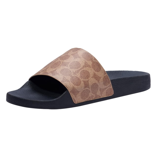 Sandalias Pool Slide Coach para hombre, de lona revestida, color tostado, talla 7