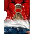 thumbnail image 4 of FASHIONWT Women Painted Christmas Party Tee Cold Shoulder Sleeve Cartoon Print T-Shirts, 4 of 4