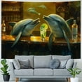 thumbnail image 4 of JRXY Dolphins Swimming in the Ocean Tapestry - Soft and Lightweight Wall Hanging Painting, 4 of 6