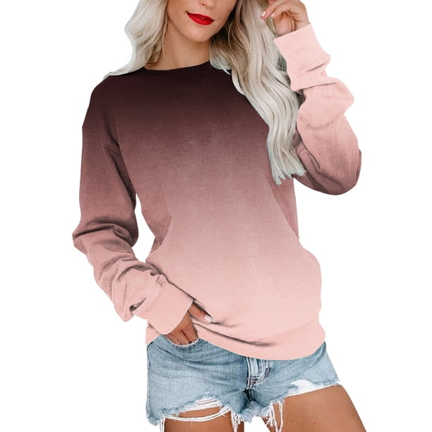 Gibobby Sudadera oversize mujer Sudadera de vellón de manga larga con cuello redondo para(Vino,M)