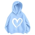 thumbnail image 3 of Big Girls Hoodies Heart Print Hoodies Sweatshirts Long Sleeve Casual Hooded Pullover Autumn Outerwear Size 9-10T,Blue, 3 of 3