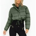 thumbnail image 4 of ZQUUVOU Women's Cropped Puffer Jacket Zip Up Winter Short Quilted Jackets Bubble Coat Stand Collar Trendy Outerwear Olive Green, 4 of 7