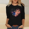 thumbnail image 2 of SYMOID Womens 4th of July Shirt Patriotic Heart American Flag 3/4 Sleeve Top Crew Neck Black,Size 3XL, 2 of 5