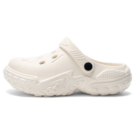 Lusa Summer Beach Lightweight Kids Slippers with Holes Solid Color Comfortable Soft Sole Non- Sandals for Boys and Girls Casual Outdoor Play Cool Shoes White 11-11.5 Years