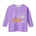 thumbnail image 4 of FINALGANG Girls Kids Long Sleeve Pullover Cartoon Prints Crewneck Relaxed Fit Lightweight Top For Daily Outdoor Activities Purple 10-11 Years, 4 of 4