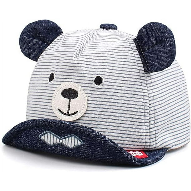 ZHAOCHENG Lindo sombrero de oso para bebé de 3 a 15 meses (oso rayado - azafrán, circunferencia del sombrero de 40 a 48 cm) sombrero de algodón para niños de primavera y verano, sombrero para el sol p