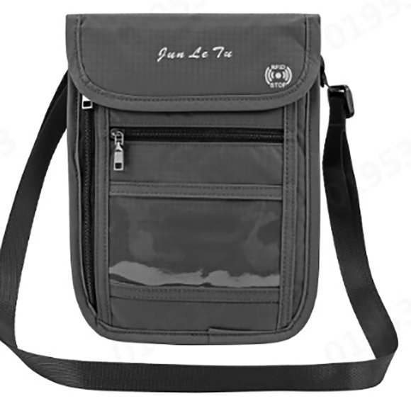 Harpily Home Decor Neck Wallet Passport Holder & Travel W/Rfid Blocking One Size Gray