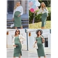 thumbnail image 3 of Ekouaer Maternity Dress Rib Knit Short Sleeve Bodycon Dresses Casual Stretchy Pregnancy Clothes, 3 of 5