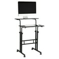 thumbnail image 5 of Mind Reader Standing Desk, Adjustable Height Laptop Workstation, Portable Rolling Desk on Wheels, Two-Tier Metal Frame, Black, 5 of 10